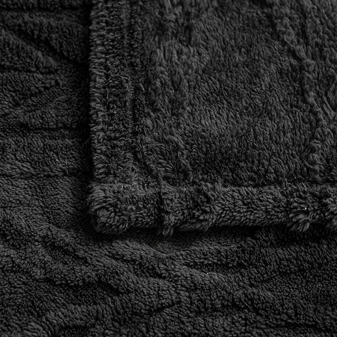 YUSOKI Sherpa Queen Size Blanket-3D Stylish Design Super Soft Fuzzy Cozy Warm Blanket Thick Plush Fluffy Furry Blankets for Teen Girls Women Couch Bed Sofa Chair Men Boys Gift(Black,90"x90")