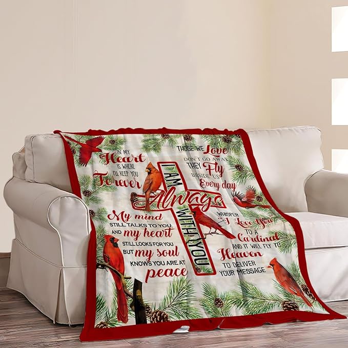 Cardinal Blanket Cardinals Throw Blanket Soft Fleece Flannel Bedding Red Bird for Women Girls Men Lovers Adults Stuff Plush for Couch Sofa Bed Room Decor 60"X80"