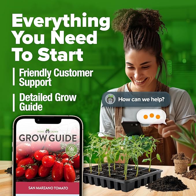 HOME GROWN San Marzano Tomato Seeds – 132 Heirloom, Seeds – High Germination Tomatoes for Indoor & Outdoor Growing – Classic Paste Variety for Gardeners & Home Use