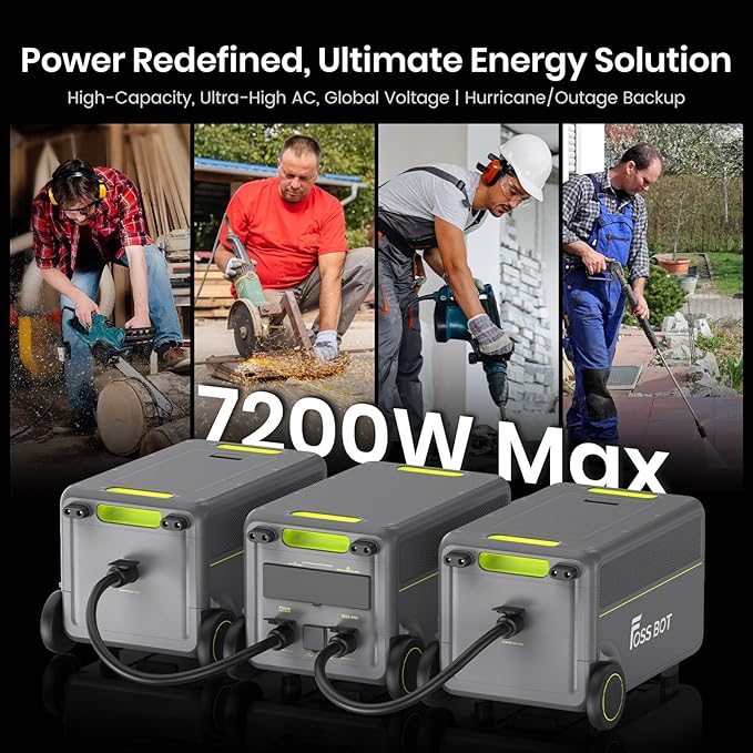 FOSSiBOT 5222Wh Extra Battery for F7200, Lifepo4 Battery Expandable to 15666Wh for Home Backup Use, Emergency, Camping, RV