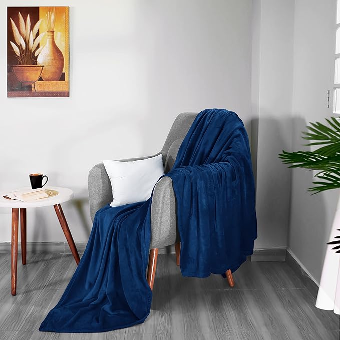 Utopia Bedding Navy 300GSM Fleece Blanket (Queen Size - 90x90 Inch) Luxury Soft Bed Blanket (Bulk Pack of 9)