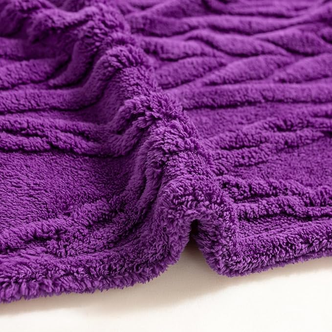 YUSOKI Sherpa Queen Size Blanket-3D Stylish Design Super Soft Fuzzy Cozy Warm Blanket Thick Plush Fluffy Furry Blankets for Teen Girls Women Couch Bed Sofa Chair Men Boys Gift(Purple,90"x90")