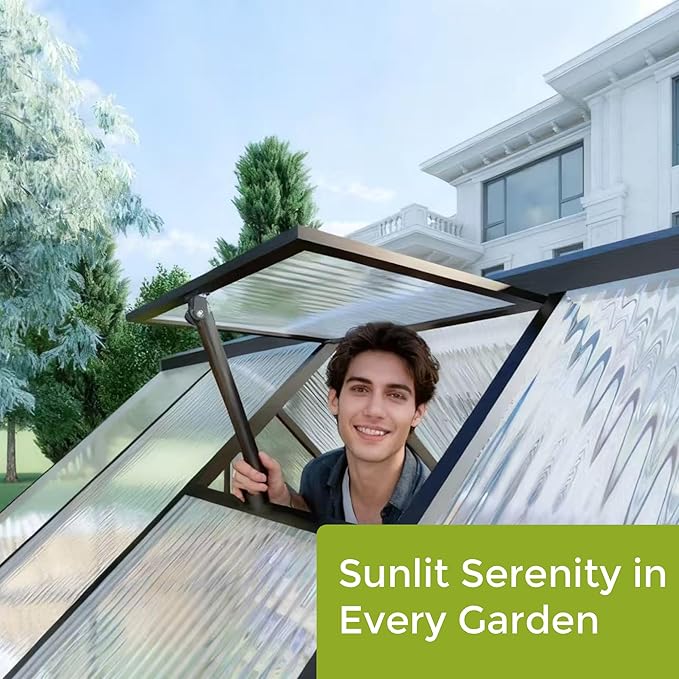 CQZY 6x8 FT Greenhouse for Outdoors, Polycarbonate Greenhouse with Quick Setup Structure and Roof Vent, Aluminum Large Walk-in Green House for Outside Garden Backyard, Dark Gray