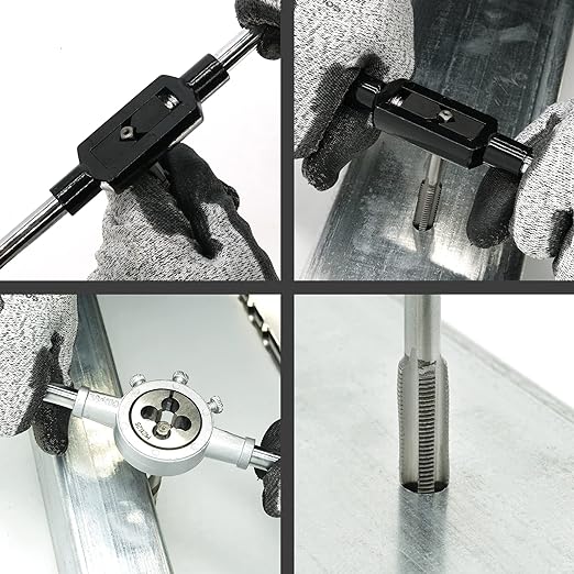 110PCS Tap and Die Set, Metric Size M2-M18 Standard Threading Tool With Adjustable Handles, Accessories and Storage Case for Cutting External and Internal Threads
