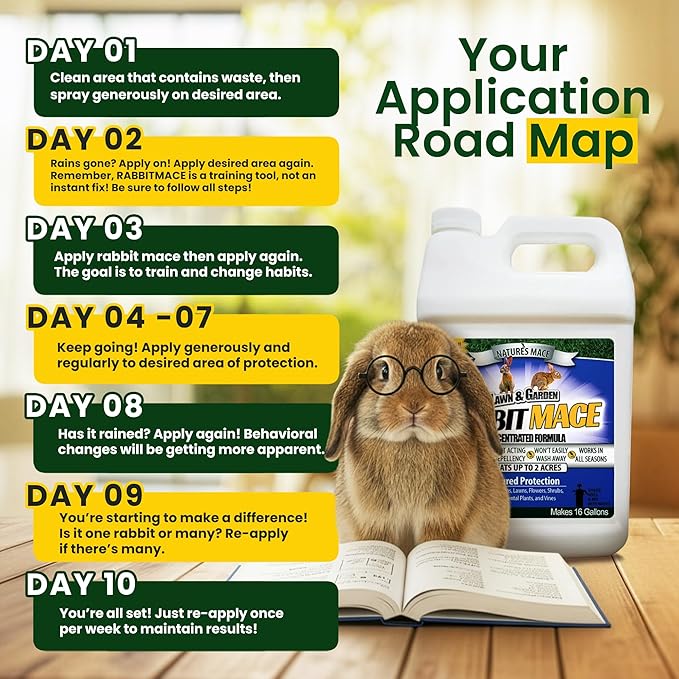 Nature’s MACE Rabbit Mace, Rabbit Repellent for Outdoors, 1 Gallon Concentrate, Covers 2 Acres, Rabbit Deterrent Spray for Lawn, Yard, Garden, Landscape, Safe to Use Around People, Pets, & Plants
