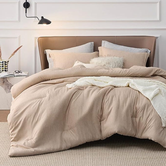Bedsure California King Comforter Set - Warm Sand Soft Bedding for All Seasons, Cationic Dyed Bed Set, 3 Pieces, 1 California King Size Comforter (104"x96") and 2 Pillow Shams (20"x36"+2")