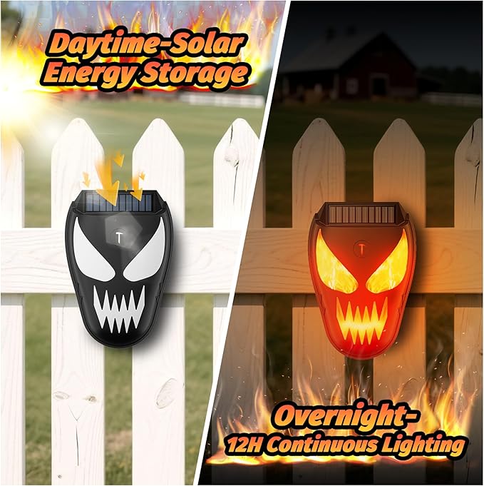 4 Pack Solar Powered Coyote Deterrent with Amber Dynamic Flashing Lights, Effective Coyote, Raccoon, Skunk, Deer & Hawk Deterrent, Waterproof Predator Light for Yards, Gardens & Chicken Coop