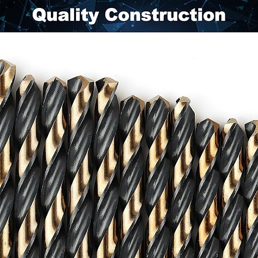 COMOWARE 60pcs Number Drill Bit Set, Wire Gauge #1 to #60, HSS M2 Drill Bit, 135° Split Point, Black and Gold Coated, Drill Bit Set for Metal/Plastic/Wood, with Index Case