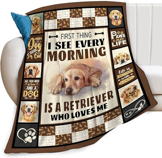 Golden Retriever Dog Print Blanket Best Dog Pet Animal Throw Blankets for Couch Sofa Stuff Decor Gifts Lightweight Soft Cozy Fleece Plush Warm Flannel Bedding for Lover Man Woman Teen Adults 50"x60"