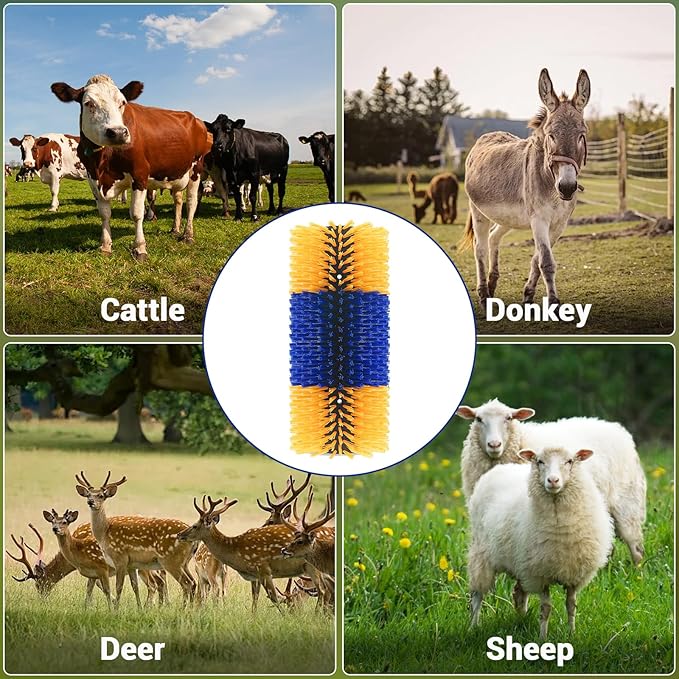 2 Pack Livestock Scratching Brush Horse Massage Grooming Brushes with 8 Screws for Goat,Cattle,Cow,Sheep, Horses,Pigs and Other Animal Back Scratching