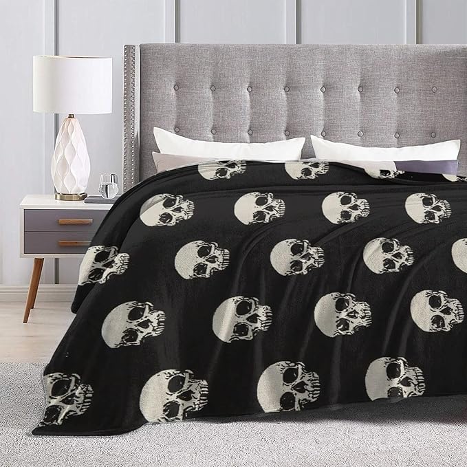 Gothic Skull Blanket, Soft Plush Fleece Throw Blanket - Cozy Warm Stuffed Blankets Bedding Skull Gifts for Women Girls Kids Adults 40"X50"