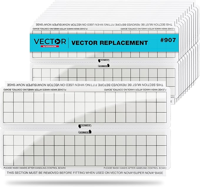 Catchmaster Vector Trap Replacement, UV Light Fly Traps for Home, Unscented Sticky Gnat Glue Boards for House, UV Lamp Insect & Mosquito Killer Refill, Adhesive Bug Light Boards, 12-Pack White