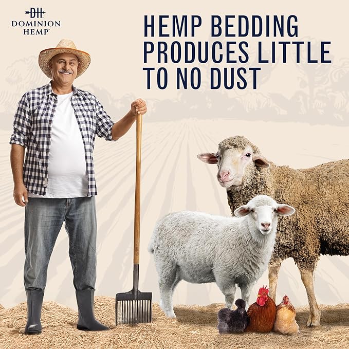 Premium Hemp Bedding for Chicken Coops 2 Cubic Feet (57L) - USA-Grown & Processed - Nesting Boxes for Chickens, Rabbits, Guinea Pigs, Hamsters, Reptiles, and Brooders - 6.6 lb. - 1 Pack