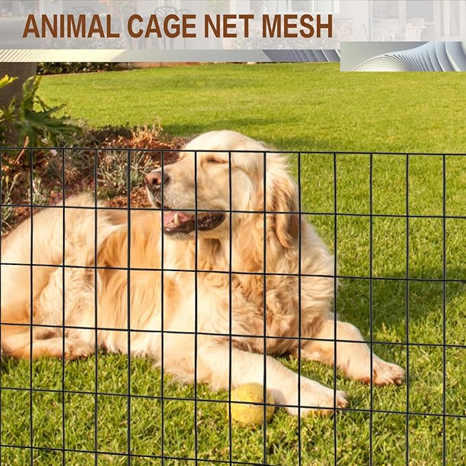 Tongmo 4 ft x 100 ft Black PVC Coated Welded Wire Fence, 16GA Garden Chicken Wire Fence Roll, Mesh Size 2" x 4" Hardware Cloth, Ideal for Yard Protection and Poultry Netting
