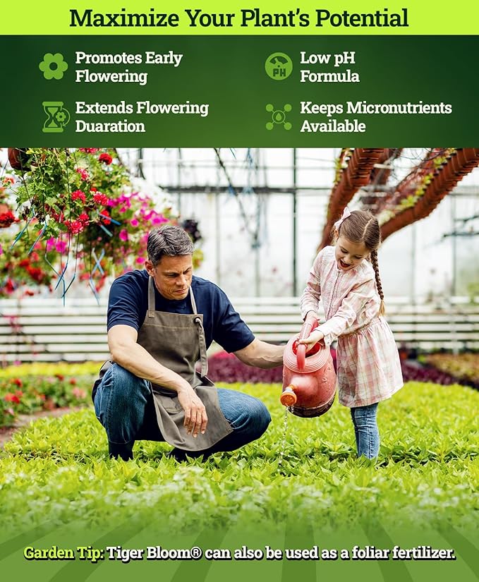 FoxFarm Tiger Bloom Liquid Fertilizer Concentrate - Fast Acting Formula for Vicious Growth with Phosphorus - Encourages Fruit, Flower & Bud Development, NPK 2-8-4 (Pint)