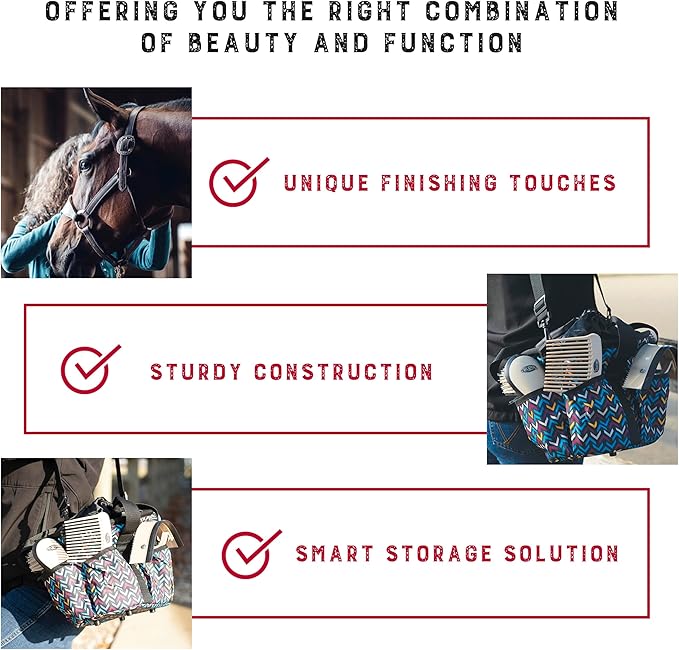 Weaver Leather Horse Grooming Kit, 7-piece Brush Set with Organizer Tote Bag, Equine Care, Horse Track Room Equipment, Grooming Supplies, Insignia