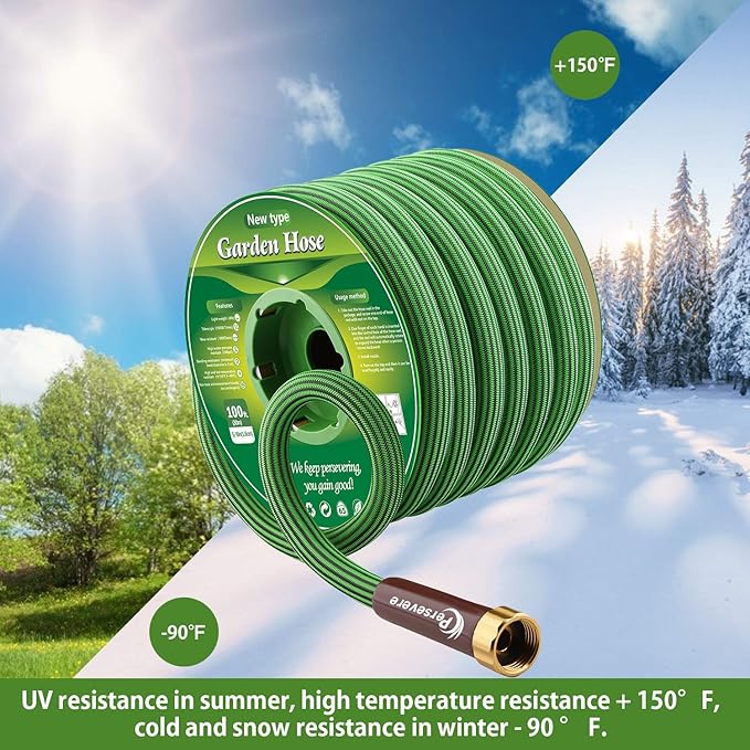 persevere Garden Hose Lightweight Water Hose Kink Free Watering Hose Soft Farm Hose for Watering Lawn, Yard, Garden, Car Washing and Home Cleaning 50FT