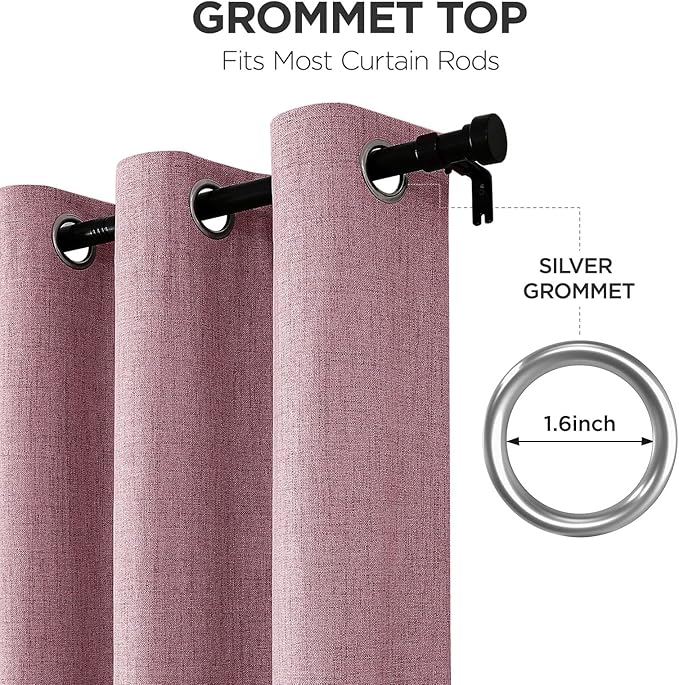 Joydeco Blackout Curtains 90 Inches Long 2 Panels Burg, Room Darkening Curtains for Bedroom, 100% Black Out Textured Thermal Drapes Privacy Protection 2 Panels Set(W52 x L90 Inch, Pink)