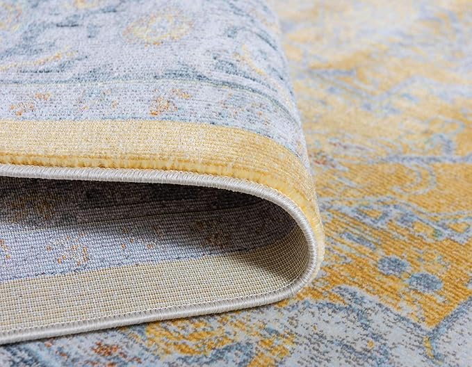 Unique Loom Baracoa Collection Area Rug - Prado (4' 3" x 6' 1" Rectangle, Yellow/ Ivory)