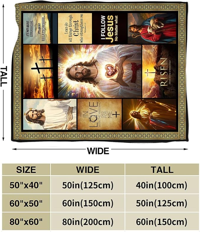 Jesus Throw Blanket Cozy Plush Christian Religious Gifts Blankets Flannel Fleece Lightweight Fuzzy Blanket for Girls Women Men Boys 60"X50"
