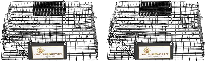 Rugged Ranch 2-Pack Chipmunkinator Multi-Catch Chipmunk Trap, Wire Cage, 14.5"x4"x14.5" Each - Live Catch-and-Release, 2-Door Humane Rodent Control, No-Poison Outdoor Use