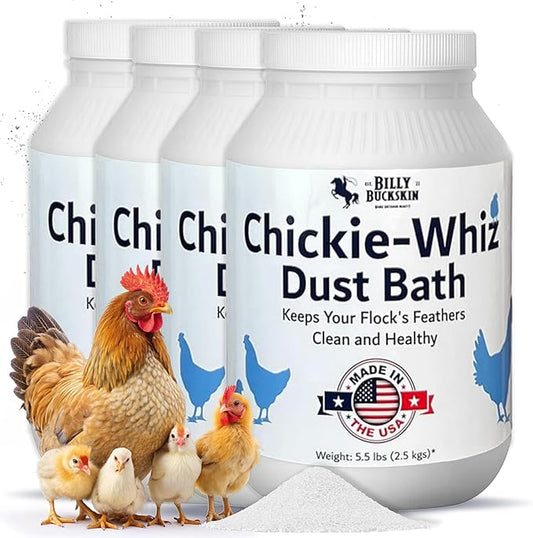 4 x 5.5lb Chickie Whiz Dust Bath, All-Natural Chickie Whiz Dust Bath Powder for Chickens for Healthier Chicken Eggs, Clean, Healthy Chickens Other Small Pet Animals by Billy Buckskin Co.
