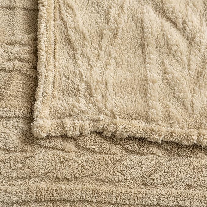YUSOKI Sherpa Queen Size Blanket-3D Stylish Design Super Soft Fuzzy Cozy Warm Blanket Thick Plush Fluffy Furry Blankets for Teen Girls Women Couch Bed Sofa Chair Men Boys Gift(Tan,90"x90")