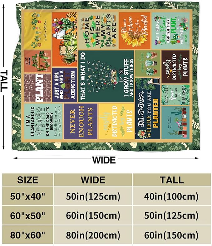 Gardening Lover Gifts Throw Blanket for Women Plant Gardeners Blanket Garden Blankets Plush Cozy Flannel Fleece Fuzzy Party Blanket 50"X40"