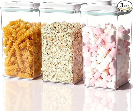 Pop Containers with Lids - 2.85QT / 92OZ / 2700ML *3 Stackable Airtight Food Storage, Kitchen Pantry Storage Containers for Snacks Candy Salt Herbs Spices BPA-Free