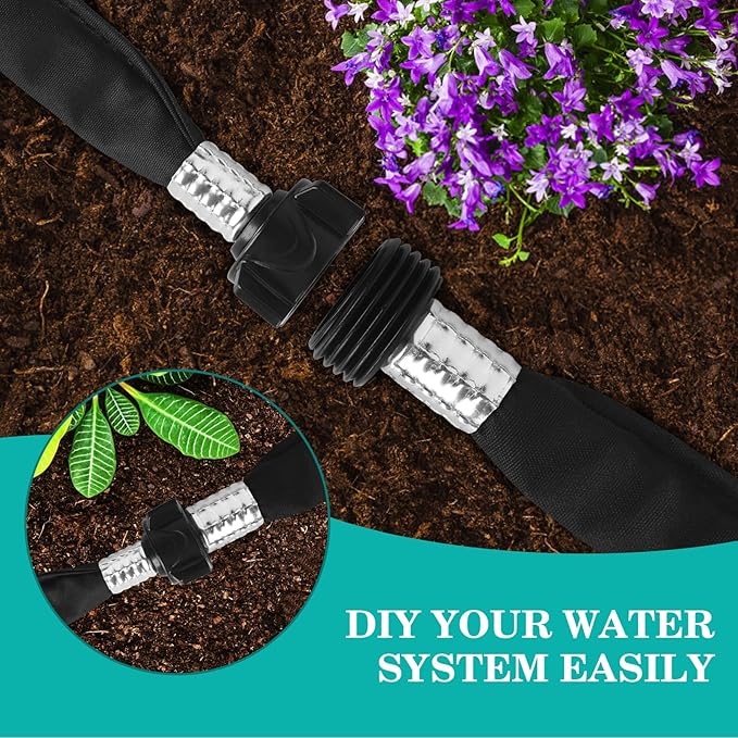 AIODE Flat Soaker Hose 50FT for Garden Beds Drip Hose Heavy Duty Save 80% Water for Vegetable Tree (50FT)