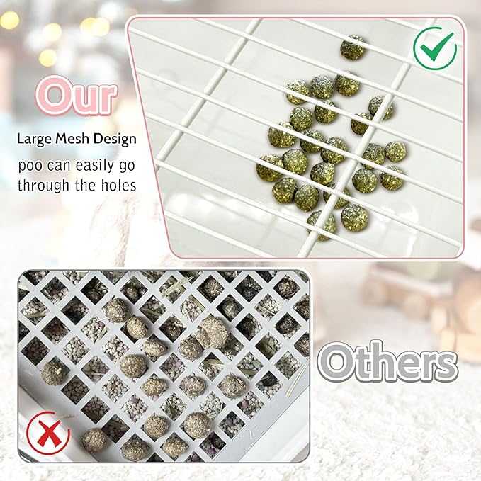 Tfwadmx Rabbit Litter Box Bunny Corner Litter Pan Pet Bedding Litter Box with Grate Small Animal Toilet Potty Trainer for Rabbit Bunny Chinchilla Guinea Pig Ferret (White)