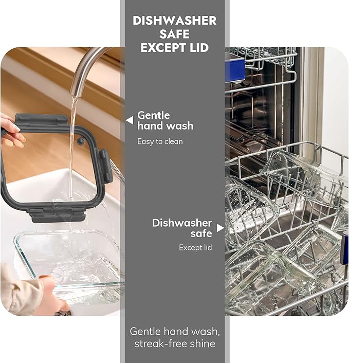 10-Pack Glass Food Storage Containers with Tempered Lids – Borosilicate, Airtight, Oven-Safe (-4°F~950°F), BPA-Free, 4.4 & 1.6 Cup, Leak-Proof, Dishwasher Safe (Gray)