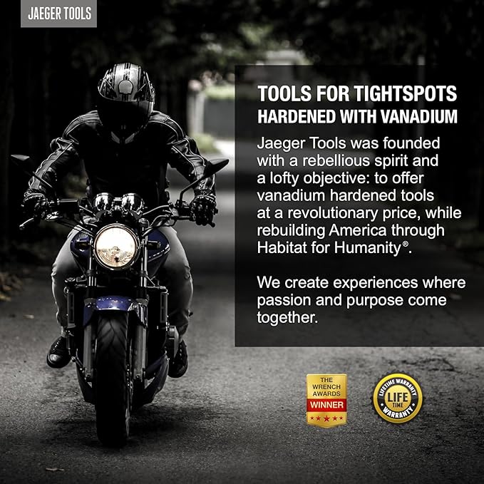 Jaeger 1/4 Inch Ratchet Combination Wrench with 8° Ratcheting Precision and Hardened, Polished Steel for Projects with Tight Spaces