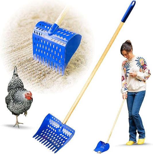 The Coop Scoop® Original 2-in-1 Chicken Poop Scooper & Rake – Made in The USA, Durable Sand Sifting Litter Shovel for Chicken Coops & Small Farm Animals