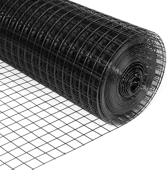 24'' x 25' 1/2inch Hardware Cloth 19 Gauge Black Vinyl Coated Welded Fence Mesh for Home and Garden Fence and Home Improvement Project