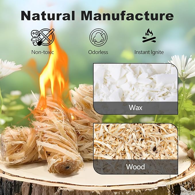 216 Pcs Fire Starter - Natural Fire Starters for Fireplace, Pellet Stove, Campfires, BBQ, Pizza Oven, Camping, Fire Pit &Chimney, Smoker, Fire Starters for Grill, Charcoal Starter