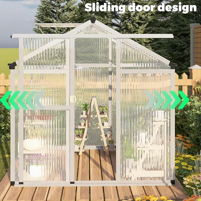 6 x 6 FT Greenhouse for Outdoors,Aluminum Walk-in Greenhouse,Silver