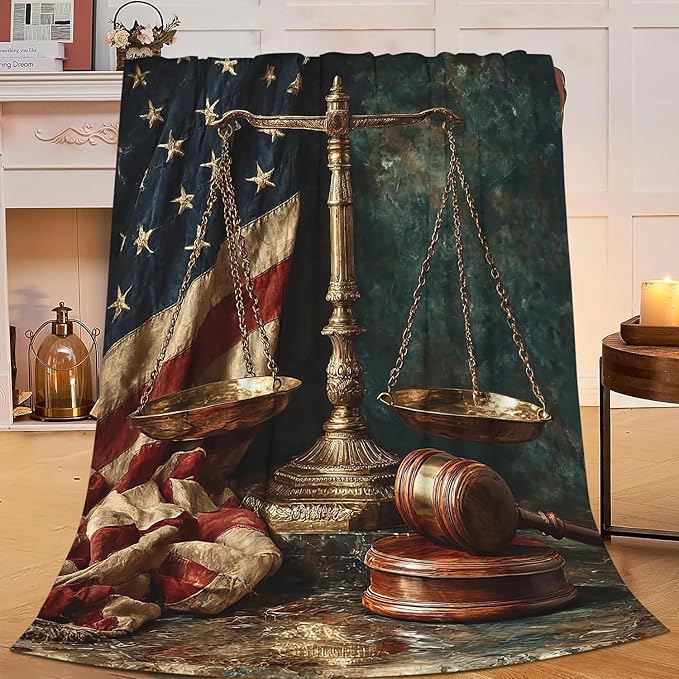 Lawyer Throw Blanket Law Day Flannel Blankets American Flag Fuzzy Plush Super Soft Cozy Warm Decor Lawyer Gifts for Boys Girls Kids Adults Men Women 50" x 60"