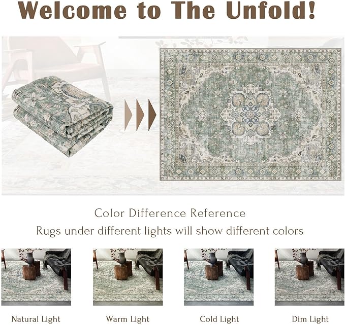 Runner Rugs for Hallway 2.5x10ft - Long Non-Slip Sage Green Washable Boho Runner Rug Low Pile Soft Vintage Farmhouse Oriental Medallion Carpet for Kitchen Living Room Indoor Entryway Bedroom