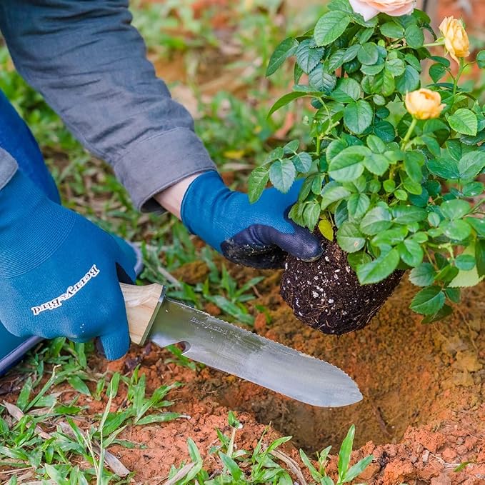 Berry&Bird Hori Hori Garden Knife, Multi-Purpose Gardening Knifes with 7" Stainless Steel Double Edge Sharp Blade, Soil Knife with Canvas Sheath, Full-Tang Garden Tools for Weeding Planting Digging