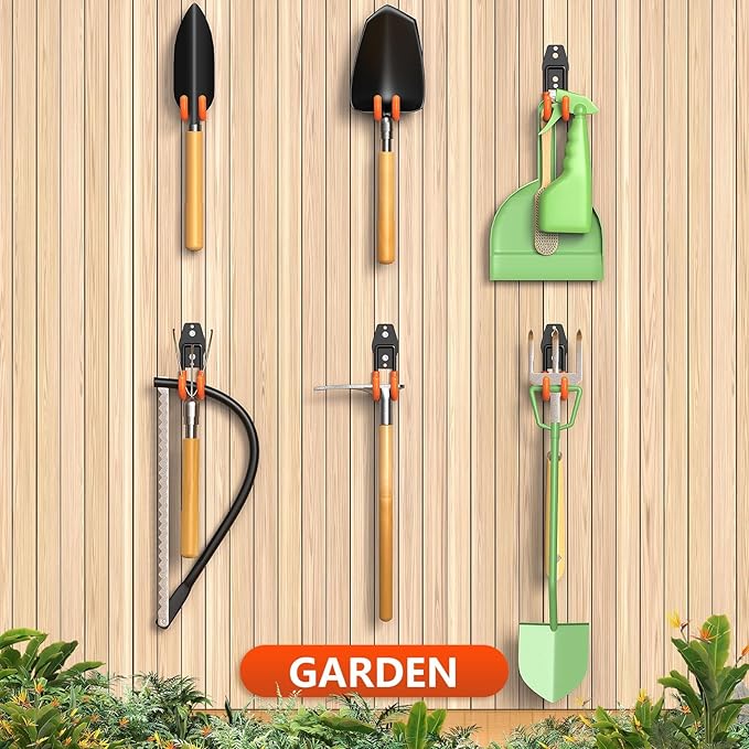 Garage Hooks with Anti-Slip Coating,Heavy Duty Wall Mount Storage Hooks for Hanging Bike,Hose,Ladder,Yard,Garden Tools (8 Pack Orange 4.7x2.6 inch)