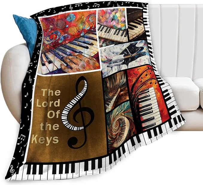 Music Blanket, Piano Throw Blanket, Music Note Gifts Blankets Stuff Fleece Flannel Plush for Girls Women Men Boys Lovers Adults Soft Bedding Gift for Sofa Bed Office Home Decor 40"X50"