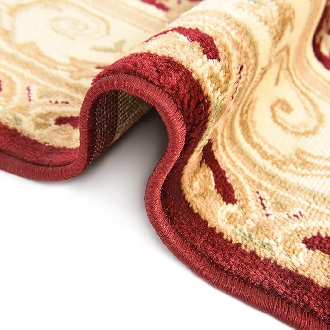 Unique Loom Versailles Collection Traditional Classic Floral Motif Area Rug (3' 3 x 3' 3 Round, Burgundy/Ivory)