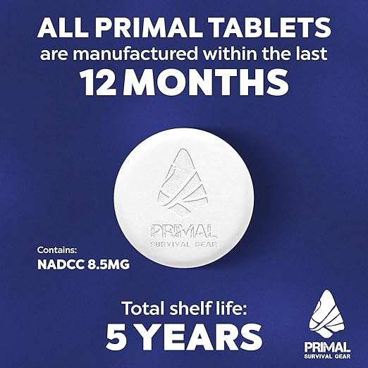 Water Purifier Tablets –Water Purification Tablets for Emergency Water - Hiking, Camping, Survival, Emergency – Drinking Water Filtration System Survival Tabs - Purificador De Agua - 1L - 100 Tablets