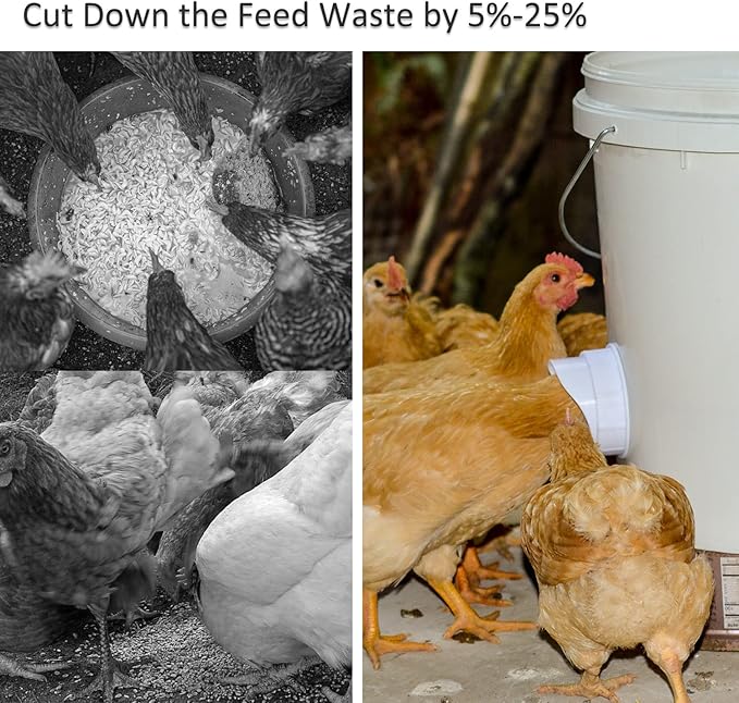 Automatic Chicken Feeder Chicken Feed Container Hanging Chicken Feeder Rainproof Poultry Feeder Bucket (Frosted)