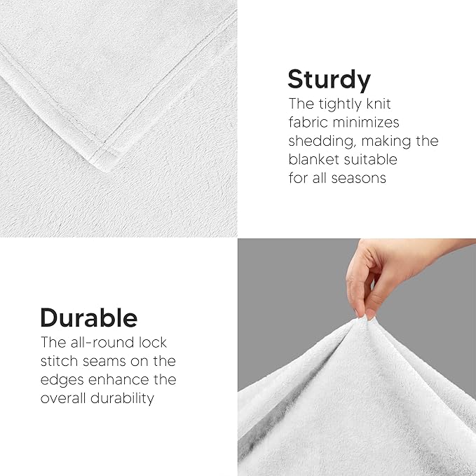 Utopia Bedding Fleece Blanket King Size White 300GSM Luxury Anti-Static Fuzzy Soft Microfiber Bed Blanket (90x102 Inch)
