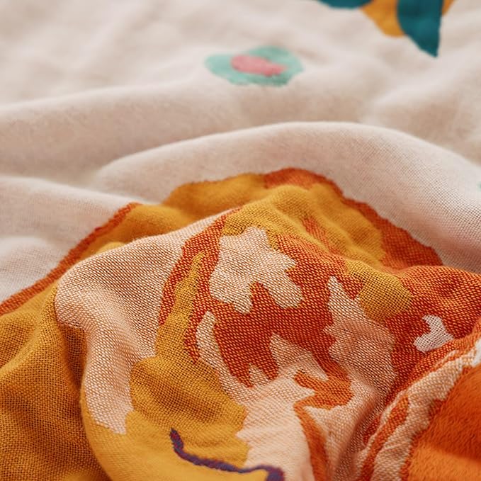 Boho Throw Blanket for Bed 100% Cotton Ultra Soft Rustic Quilt Fall Blanket Bird Floral Printed Farmhouse Decor Bed Blankets,80"×90" All Season Rustic Throw for Sofa Couch Chair