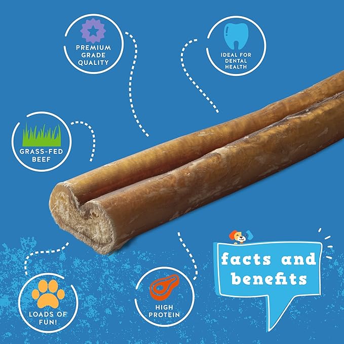 Jack&Pup 6-inch Bully Sticks for Large Dogs (20 Pack) All Natural Thick Bully Sticks for Dogs, Single Ingredient Long Lasting Pizzle Sticks