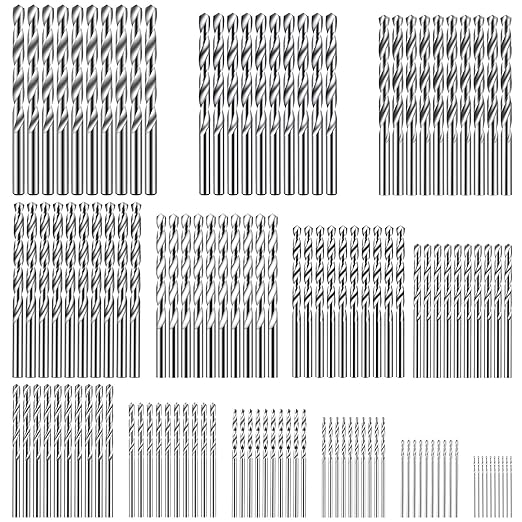 130 Pcs HSS Twist Drill Bit Set - 1/16"-1/4" (0.8mm-6.5mm) - 13 Sizes High Speed Steel High-precision Hex Straight Shank Twist Drill Set for Drywall Cutting Wood Plastic Aluminum Alloy Metal