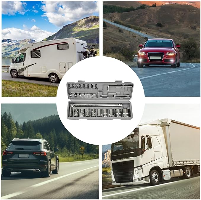 Mechanic Socket Set | 27-Piece Ergonomic Heavy Duty Professional - Full Socket Home Tool Kit with Storage Case - for Automotive Truck Home Workshop Garage Repair Maintenance Daily Care